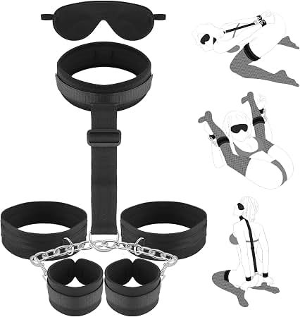 11PCS Toys Sets with Adjustable Handcuffs Collar Ankle Cuff Blindfold Feather - Image 3