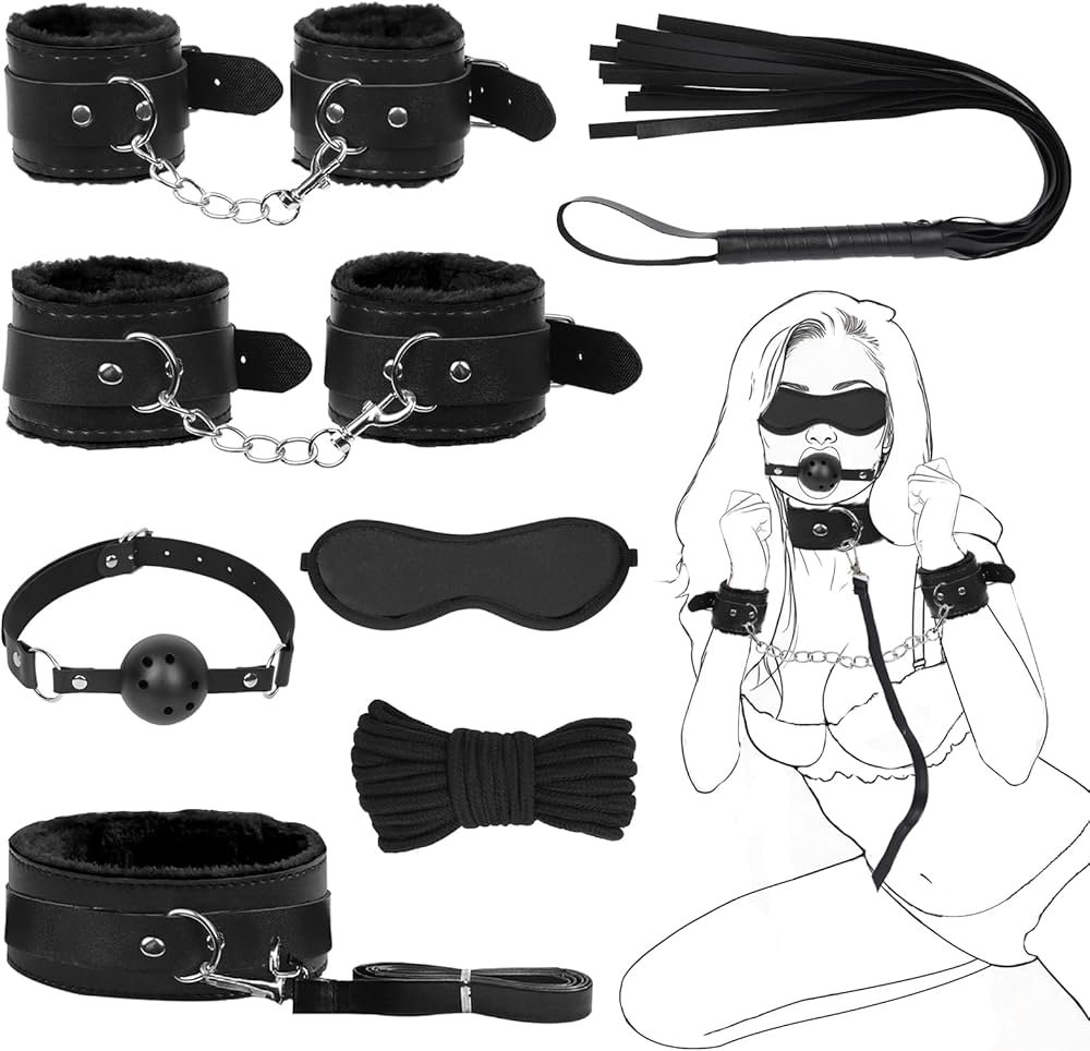 11PCS Toys Sets with Adjustable Handcuffs Collar Ankle Cuff Blindfold Feather - Image 2
